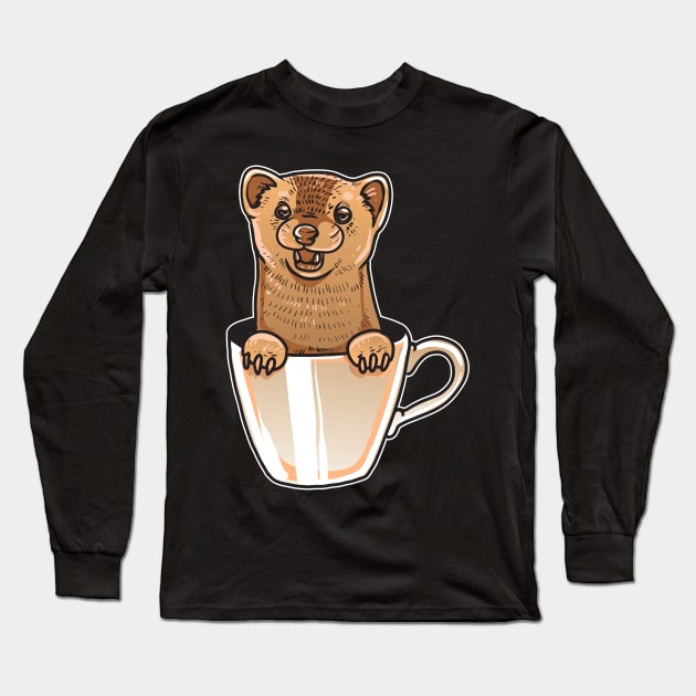 Cute Ferret In A Cup |Ferret Mom Dad |Ferret Gifts |Ferret Long Sleeve T-Shirt by Proficient Tees